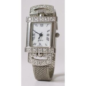 Mother of Pearl‎ Avon F17312-1/P Ladies Silver Tone Rhinestone Accent Tank Watch